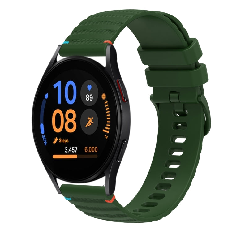 สายซิลิโคนขนาด 20 มม. แบบเย็บจุดคลื่น สำหรับ Samsung Galaxy Watch FE 40 มม., สำหรับ Samsung Galaxy Watch 7 ขนาด 40 / 44 มม., สำหรับ Samsung Galaxy Watch 6 Classic ขนาด 43 / 47 มม., สำหรับ Samsung Galaxy Watch 6 ขนาด 40 / 44 มม.