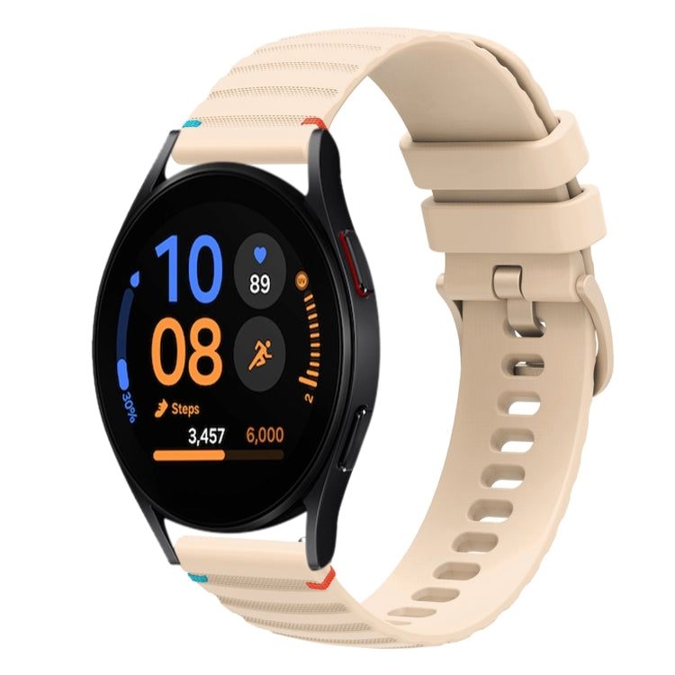 สายซิลิโคนขนาด 20 มม. แบบเย็บจุดคลื่น สำหรับ Samsung Galaxy Watch FE 40 มม., สำหรับ Samsung Galaxy Watch 7 ขนาด 40 / 44 มม., สำหรับ Samsung Galaxy Watch 6 Classic ขนาด 43 / 47 มม., สำหรับ Samsung Galaxy Watch 6 ขนาด 40 / 44 มม.