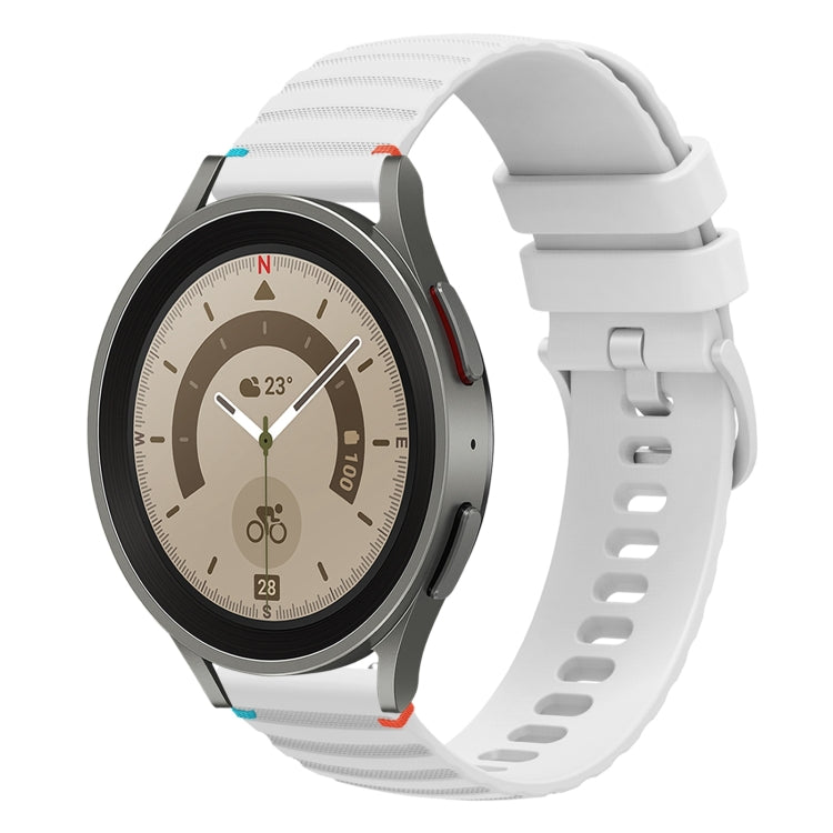 สายรัดนาฬิกาซิลิโคนเย็บลายจุดคลื่น ขนาด 20 มม. สำหรับ Samsung Galaxy Watch 5 ขนาด 40 / 44 มม. สำหรับ Samsung Galaxy Watch 5 Pro ขนาด 45 มม. สำหรับ Samsung Galaxy Watch 4 ขนาด 40 / 44 มม. สำหรับ Samsung Galaxy Watch 4 Classic ขนาด 42 / 46 มม.