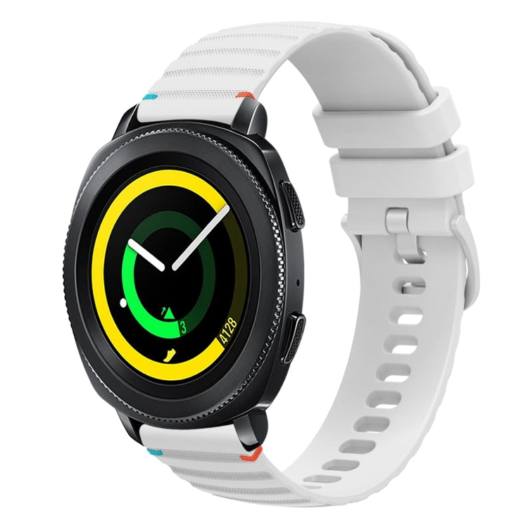 สายรัดนาฬิกาซิลิโคนเย็บลายจุดคลื่น ขนาด 20 มม. สำหรับ Samsung Galaxy Gear Sport สำหรับ Samsung Galaxy Watch Active 2 สำหรับ Samsung Galaxy Watch3 ขนาด 41 มม. สำหรับ Samsung Galaxy Watch Active