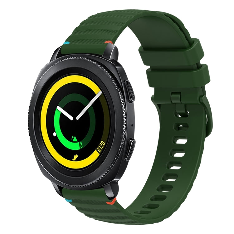 สายรัดนาฬิกาซิลิโคนเย็บลายจุดคลื่น ขนาด 20 มม. สำหรับ Samsung Galaxy Gear Sport สำหรับ Samsung Galaxy Watch Active 2 สำหรับ Samsung Galaxy Watch3 ขนาด 41 มม. สำหรับ Samsung Galaxy Watch Active