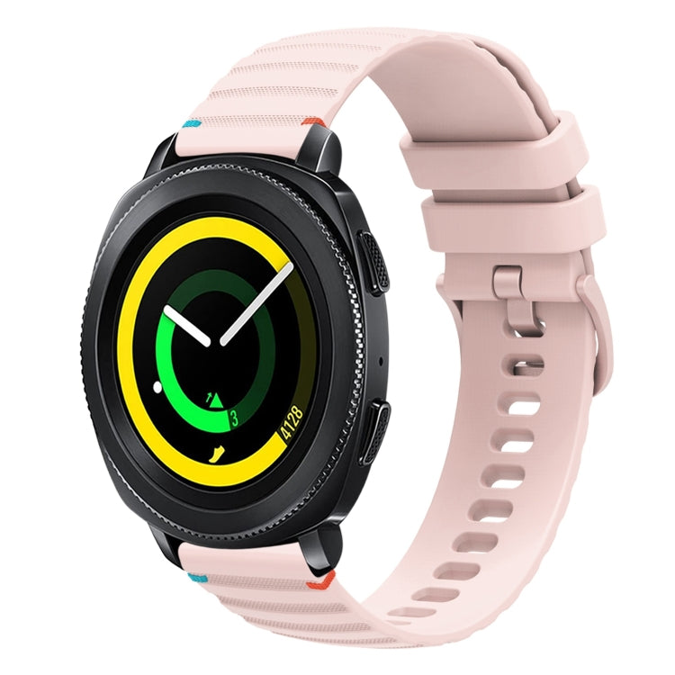 สายรัดนาฬิกาซิลิโคนเย็บลายจุดคลื่น ขนาด 20 มม. สำหรับ Samsung Galaxy Gear Sport สำหรับ Samsung Galaxy Watch Active 2 สำหรับ Samsung Galaxy Watch3 ขนาด 41 มม. สำหรับ Samsung Galaxy Watch Active