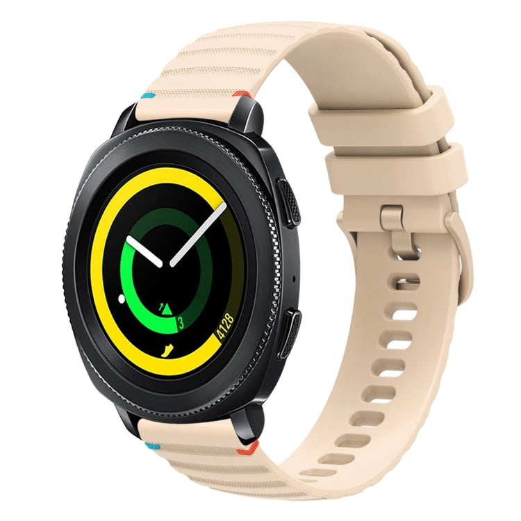 สายรัดนาฬิกาซิลิโคนเย็บลายจุดคลื่น ขนาด 20 มม. สำหรับ Samsung Galaxy Gear Sport สำหรับ Samsung Galaxy Watch Active 2 สำหรับ Samsung Galaxy Watch3 ขนาด 41 มม. สำหรับ Samsung Galaxy Watch Active