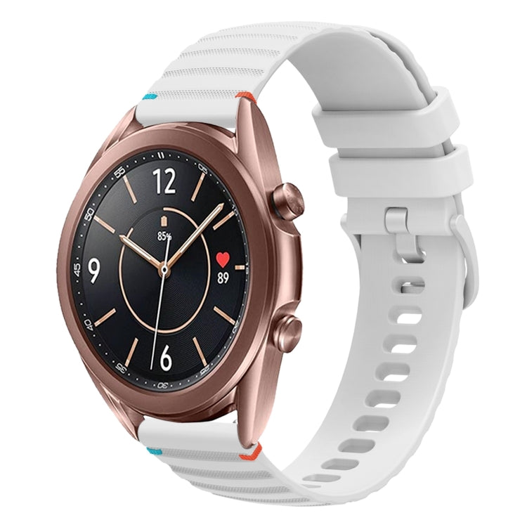 สายรัดนาฬิกาซิลิโคนเย็บลายจุดคลื่น ขนาด 20 มม. สำหรับ Samsung Galaxy Gear Sport สำหรับ Samsung Galaxy Watch Active 2 สำหรับ Samsung Galaxy Watch3 ขนาด 41 มม. สำหรับ Samsung Galaxy Watch Active