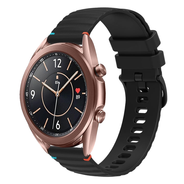 สายรัดนาฬิกาซิลิโคนเย็บลายจุดคลื่น ขนาด 20 มม. สำหรับ Samsung Galaxy Gear Sport สำหรับ Samsung Galaxy Watch Active 2 สำหรับ Samsung Galaxy Watch3 ขนาด 41 มม. สำหรับ Samsung Galaxy Watch Active