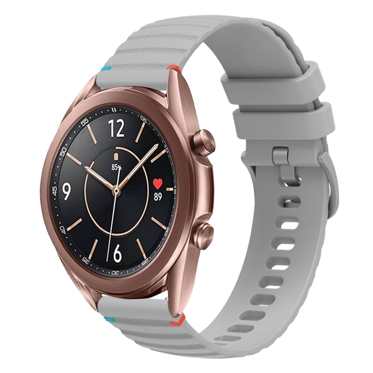 สายรัดนาฬิกาซิลิโคนเย็บลายจุดคลื่น ขนาด 20 มม. สำหรับ Samsung Galaxy Gear Sport สำหรับ Samsung Galaxy Watch Active 2 สำหรับ Samsung Galaxy Watch3 ขนาด 41 มม. สำหรับ Samsung Galaxy Watch Active