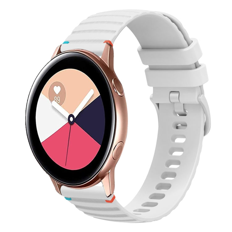 สายรัดนาฬิกาซิลิโคนเย็บลายจุดคลื่น ขนาด 20 มม. สำหรับ Samsung Galaxy Gear Sport สำหรับ Samsung Galaxy Watch Active 2 สำหรับ Samsung Galaxy Watch3 ขนาด 41 มม. สำหรับ Samsung Galaxy Watch Active