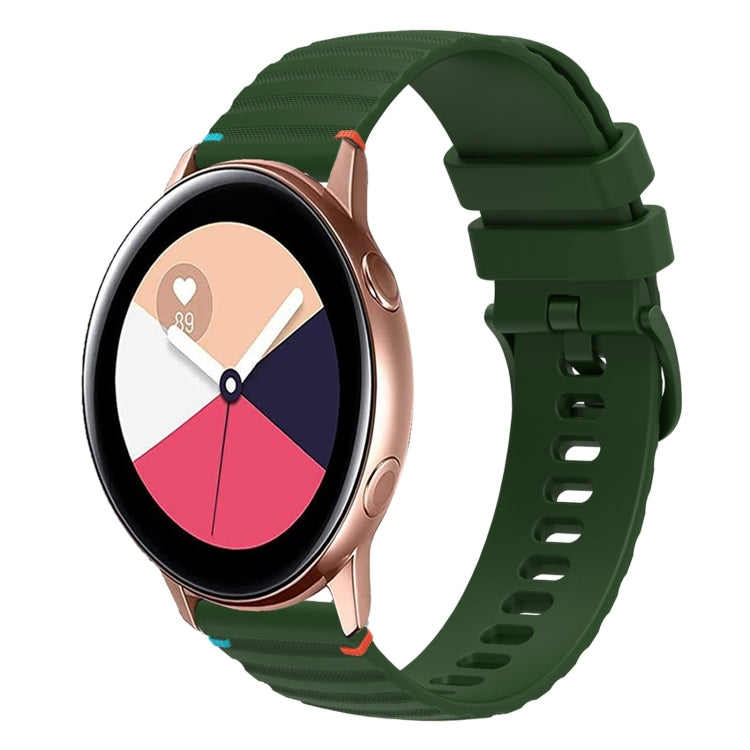 สายรัดนาฬิกาซิลิโคนเย็บลายจุดคลื่น ขนาด 20 มม. สำหรับ Samsung Galaxy Gear Sport สำหรับ Samsung Galaxy Watch Active 2 สำหรับ Samsung Galaxy Watch3 ขนาด 41 มม. สำหรับ Samsung Galaxy Watch Active