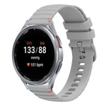 สายซิลิโคนขนาด 20 มม. แบบเย็บจุดคลื่น สำหรับ Samsung Galaxy Watch FE 40 มม., สำหรับ Samsung Galaxy Watch 7 ขนาด 40 / 44 มม., สำหรับ Samsung Galaxy Watch 6 Classic ขนาด 43 / 47 มม., สำหรับ Samsung Galaxy Watch 6 ขนาด 40 / 44 มม.