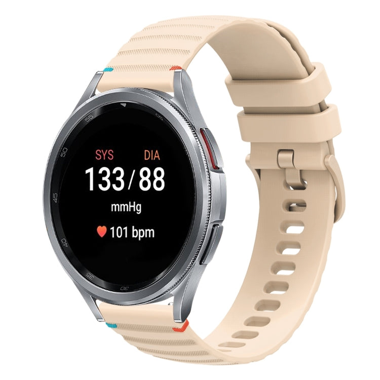 สายซิลิโคนขนาด 20 มม. แบบเย็บจุดคลื่น สำหรับ Samsung Galaxy Watch FE 40 มม., สำหรับ Samsung Galaxy Watch 7 ขนาด 40 / 44 มม., สำหรับ Samsung Galaxy Watch 6 Classic ขนาด 43 / 47 มม., สำหรับ Samsung Galaxy Watch 6 ขนาด 40 / 44 มม.
