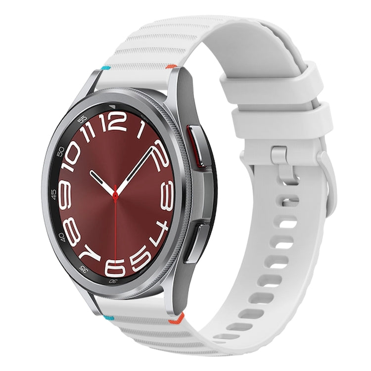 สายซิลิโคนขนาด 20 มม. แบบเย็บจุดคลื่น สำหรับ Samsung Galaxy Watch FE 40 มม., สำหรับ Samsung Galaxy Watch 7 ขนาด 40 / 44 มม., สำหรับ Samsung Galaxy Watch 6 Classic ขนาด 43 / 47 มม., สำหรับ Samsung Galaxy Watch 6 ขนาด 40 / 44 มม.
