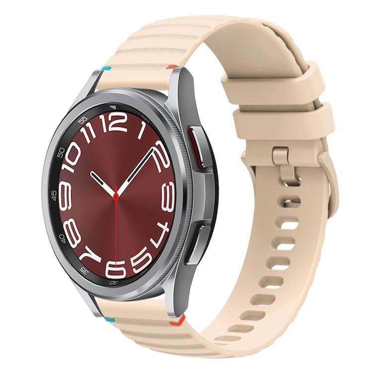 สายซิลิโคนขนาด 20 มม. แบบเย็บจุดคลื่น สำหรับ Samsung Galaxy Watch FE 40 มม., สำหรับ Samsung Galaxy Watch 7 ขนาด 40 / 44 มม., สำหรับ Samsung Galaxy Watch 6 Classic ขนาด 43 / 47 มม., สำหรับ Samsung Galaxy Watch 6 ขนาด 40 / 44 มม.
