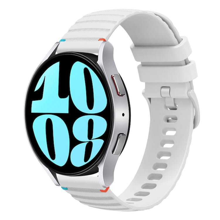 สายซิลิโคนขนาด 20 มม. แบบเย็บจุดคลื่น สำหรับ Samsung Galaxy Watch FE 40 มม., สำหรับ Samsung Galaxy Watch 7 ขนาด 40 / 44 มม., สำหรับ Samsung Galaxy Watch 6 Classic ขนาด 43 / 47 มม., สำหรับ Samsung Galaxy Watch 6 ขนาด 40 / 44 มม.