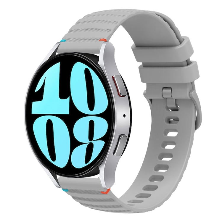 สายซิลิโคนขนาด 20 มม. แบบเย็บจุดคลื่น สำหรับ Samsung Galaxy Watch FE 40 มม., สำหรับ Samsung Galaxy Watch 7 ขนาด 40 / 44 มม., สำหรับ Samsung Galaxy Watch 6 Classic ขนาด 43 / 47 มม., สำหรับ Samsung Galaxy Watch 6 ขนาด 40 / 44 มม.