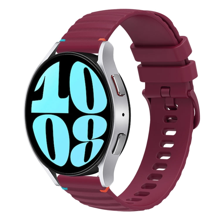 สายซิลิโคนขนาด 20 มม. แบบเย็บจุดคลื่น สำหรับ Samsung Galaxy Watch FE 40 มม., สำหรับ Samsung Galaxy Watch 7 ขนาด 40 / 44 มม., สำหรับ Samsung Galaxy Watch 6 Classic ขนาด 43 / 47 มม., สำหรับ Samsung Galaxy Watch 6 ขนาด 40 / 44 มม.