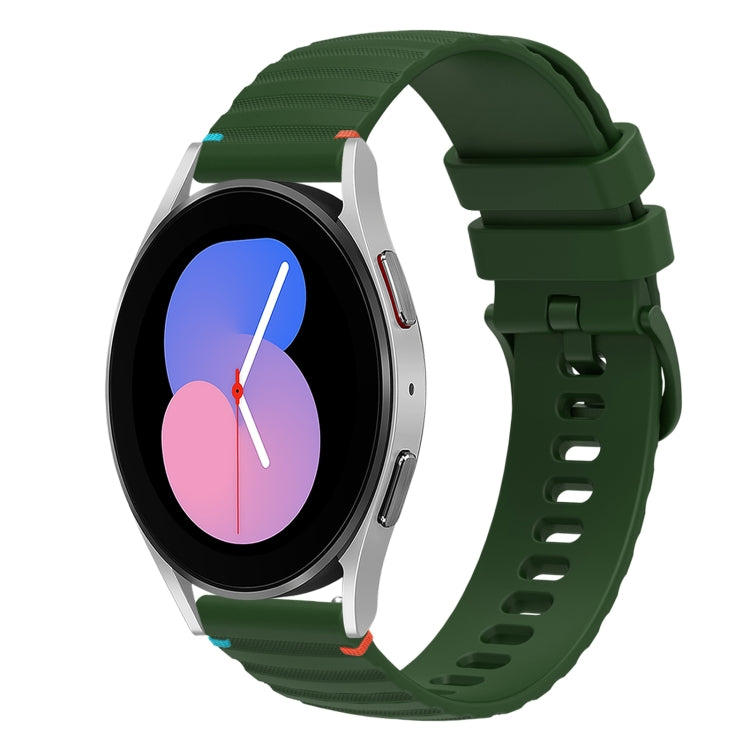 สายรัดนาฬิกาซิลิโคนเย็บลายจุดคลื่น ขนาด 20 มม. สำหรับ Samsung Galaxy Watch 5 ขนาด 40 / 44 มม. สำหรับ Samsung Galaxy Watch 5 Pro ขนาด 45 มม. สำหรับ Samsung Galaxy Watch 4 ขนาด 40 / 44 มม. สำหรับ Samsung Galaxy Watch 4 Classic ขนาด 42 / 46 มม.