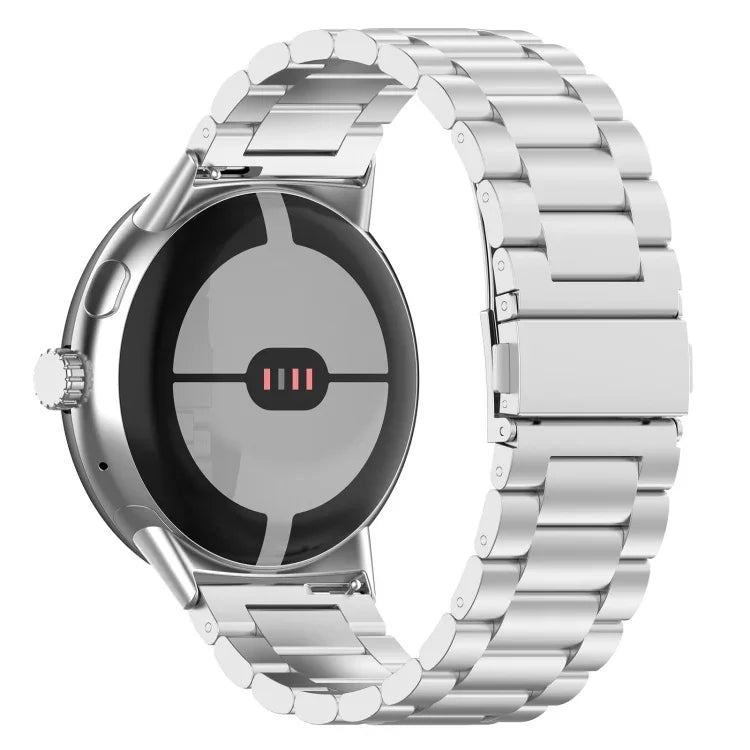 สายรัดนาฬิกาโลหะสแตนเลสสตีลแบบลูกปัดสามเม็ด สำหรับ Google Pixel Watch 4 / Watch 3 ขนาด 45 มม. และ Google Pixel Watch 4 / 3 / 2 / 1 ขนาด 41 มม.