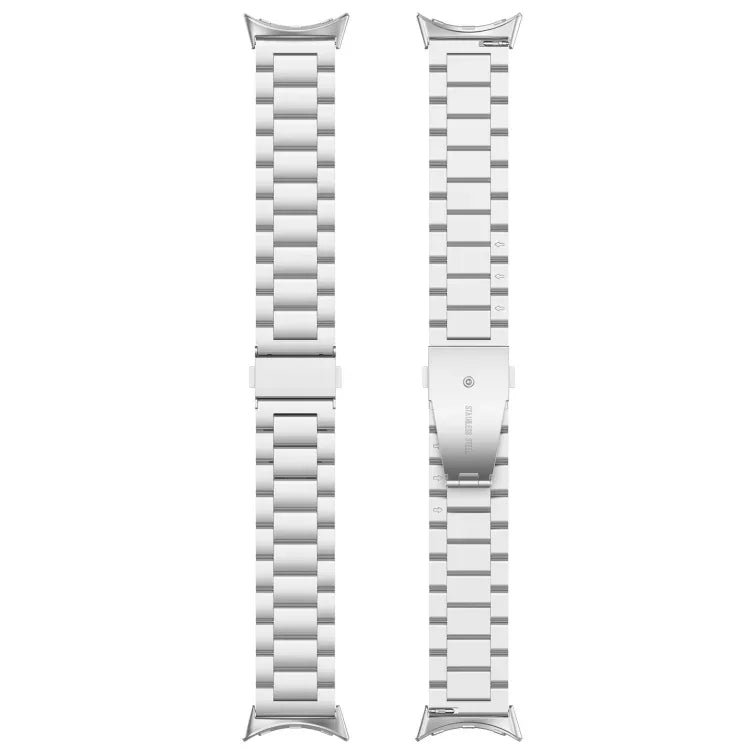 สายรัดนาฬิกาโลหะสแตนเลสสตีลแบบลูกปัดสามเม็ด สำหรับ Google Pixel Watch 4 / Watch 3 ขนาด 45 มม. และ Google Pixel Watch 4 / 3 / 2 / 1 ขนาด 41 มม.