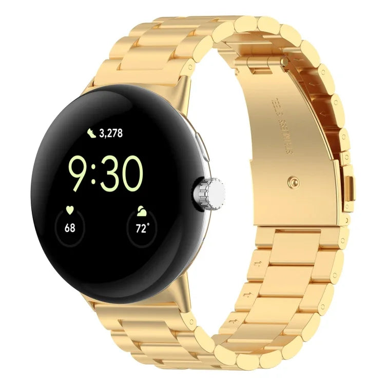 สายรัดนาฬิกาโลหะสแตนเลสสตีลแบบลูกปัดสามเม็ด สำหรับ Google Pixel Watch 4 / Watch 3 ขนาด 45 มม. และ Google Pixel Watch 4 / 3 / 2 / 1 ขนาด 41 มม.