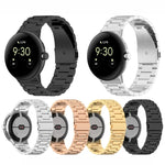 สายรัดนาฬิกาโลหะสแตนเลสสตีลแบบลูกปัดสามเม็ด สำหรับ Google Pixel Watch 4 / Watch 3 ขนาด 45 มม. และ Google Pixel Watch 4 / 3 / 2 / 1 ขนาด 41 มม.
