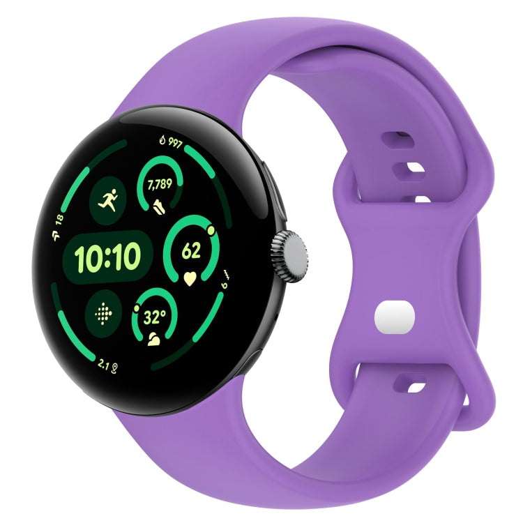 สายรัดนาฬิกาซิลิโคนสีพื้นพร้อมหัวเข็มขัดรูปผีเสื้อ ขนาด:L สำหรับ Google Pixel Watch 4 / Watch 3 ขนาด 45 มม. และ Google Pixel Watch 4 / 3 / 2 / 1 ขนาด 41 มม.