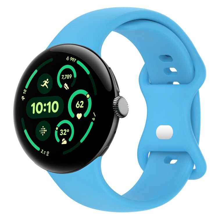 สายรัดนาฬิกาซิลิโคนสีพื้นพร้อมหัวเข็มขัดรูปผีเสื้อ ขนาด:L สำหรับ Google Pixel Watch 4 / Watch 3 ขนาด 45 มม. และ Google Pixel Watch 4 / 3 / 2 / 1 ขนาด 41 มม.