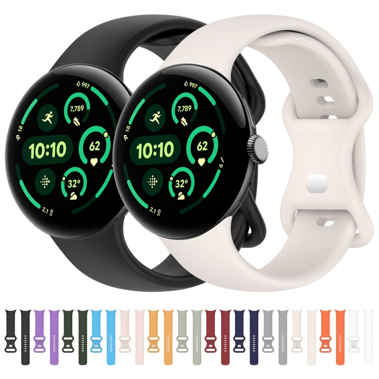 สายรัดนาฬิกาซิลิโคนสีพื้นพร้อมหัวเข็มขัดรูปผีเสื้อ ขนาด:L สำหรับ Google Pixel Watch 4 / Watch 3 ขนาด 45 มม. และ Google Pixel Watch 4 / 3 / 2 / 1 ขนาด 41 มม.