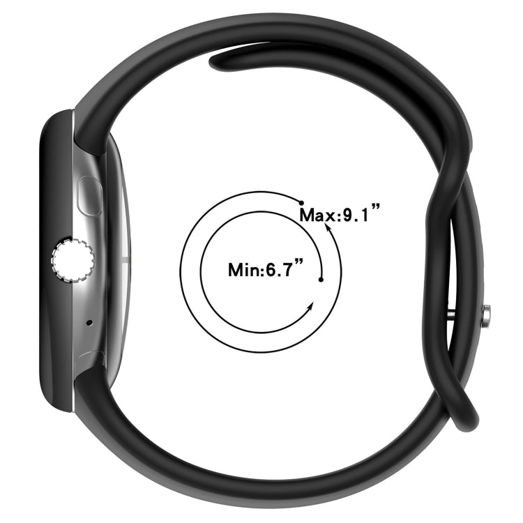 สายรัดนาฬิกาซิลิโคนสีพื้นพร้อมหัวเข็มขัดรูปผีเสื้อ ขนาด:L สำหรับ Google Pixel Watch 4 / Watch 3 ขนาด 45 มม. และ Google Pixel Watch 4 / 3 / 2 / 1 ขนาด 41 มม.