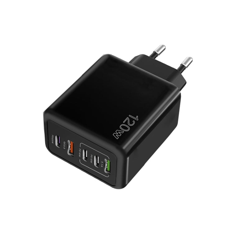 ที่ชาร์จพอร์ตคู่ 120W 3 PD Type-C และ USB สำหรับโทรศัพท์มือถือ ปลั๊ก EU, ปลั๊ก EU