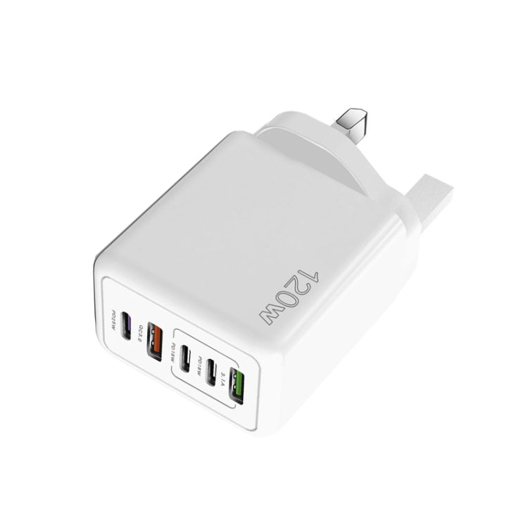 ที่ชาร์จพอร์ตคู่ 120W 3 PD Type-C และ USB สำหรับโทรศัพท์มือถือ ปลั๊ก UK, ปลั๊ก UK
