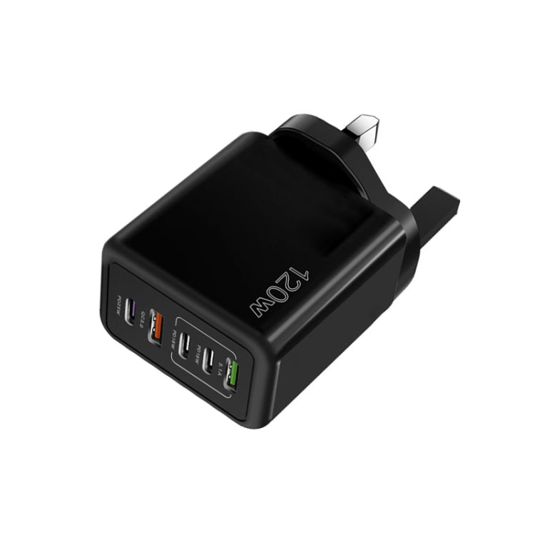ที่ชาร์จพอร์ตคู่ 120W 3 PD Type-C และ USB สำหรับโทรศัพท์มือถือ ปลั๊ก UK, ปลั๊ก UK