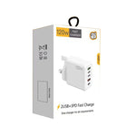 ที่ชาร์จพอร์ตคู่ 120W 3 PD Type-C และ USB สำหรับโทรศัพท์มือถือ ปลั๊ก UK, ปลั๊ก UK