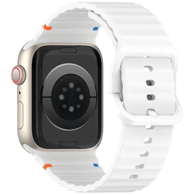 สายรัดนาฬิกาซิลิโคนลายเม็ดคลื่นเย็บ สำหรับ Apple Watch SE 2023 ขนาด 44 มม., สำหรับ Apple Watch SE 2023 ขนาด 40 มม., สำหรับ Apple Watch Ultra 2 ขนาด 49 มม., สำหรับ Apple Watch Series 9 ขนาด 45 มม.