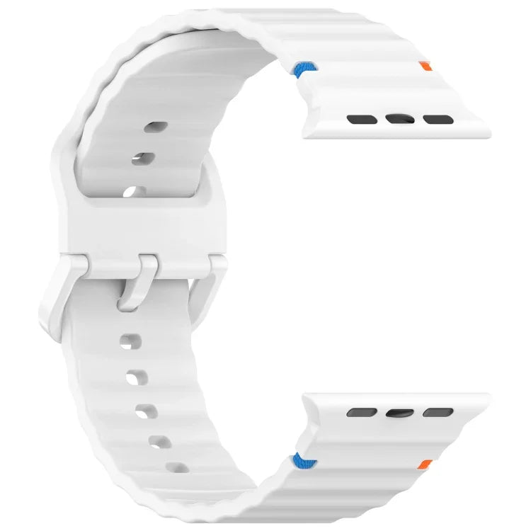 สายรัดนาฬิกาซิลิโคนลายเม็ดคลื่นเย็บ สำหรับ Apple Watch SE 2023 ขนาด 44 มม., สำหรับ Apple Watch SE 2023 ขนาด 40 มม., สำหรับ Apple Watch Ultra 2 ขนาด 49 มม., สำหรับ Apple Watch Series 9 ขนาด 45 มม.