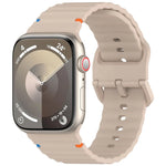 สายรัดนาฬิกาซิลิโคนลายเม็ดคลื่นเย็บ สำหรับ Apple Watch SE 2023 ขนาด 44 มม., สำหรับ Apple Watch SE 2023 ขนาด 40 มม., สำหรับ Apple Watch Ultra 2 ขนาด 49 มม., สำหรับ Apple Watch Series 9 ขนาด 45 มม.