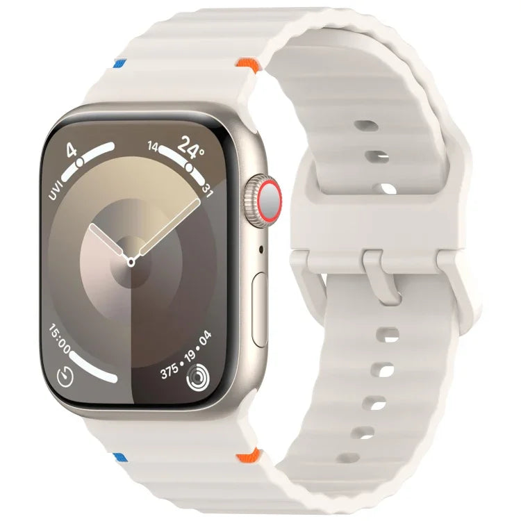 สายรัดนาฬิกาซิลิโคนลายเม็ดคลื่นเย็บ สำหรับ Apple Watch SE 2023 ขนาด 44 มม., สำหรับ Apple Watch SE 2023 ขนาด 40 มม., สำหรับ Apple Watch Ultra 2 ขนาด 49 มม., สำหรับ Apple Watch Series 9 ขนาด 45 มม.