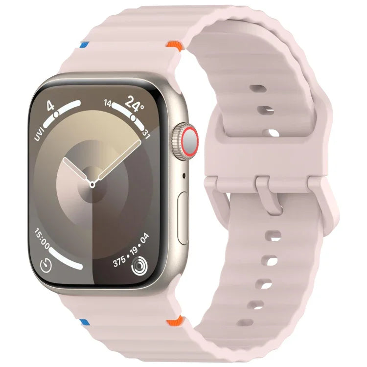 สายรัดนาฬิกาซิลิโคนลายเม็ดคลื่นเย็บ สำหรับ Apple Watch SE 2023 ขนาด 44 มม., สำหรับ Apple Watch SE 2023 ขนาด 40 มม., สำหรับ Apple Watch Ultra 2 ขนาด 49 มม., สำหรับ Apple Watch Series 9 ขนาด 45 มม.