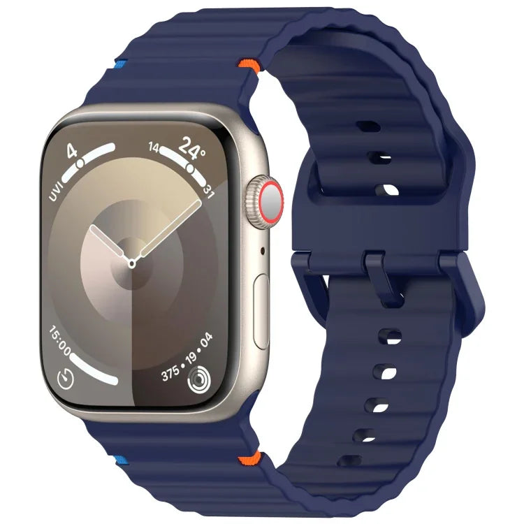 สายรัดนาฬิกาซิลิโคนลายเม็ดคลื่นเย็บ สำหรับ Apple Watch SE 2023 ขนาด 44 มม., สำหรับ Apple Watch SE 2023 ขนาด 40 มม., สำหรับ Apple Watch Ultra 2 ขนาด 49 มม., สำหรับ Apple Watch Series 9 ขนาด 45 มม.