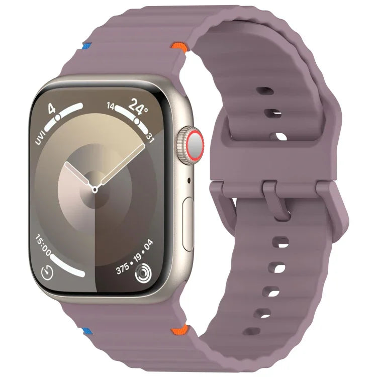 สายรัดนาฬิกาซิลิโคนลายเม็ดคลื่นเย็บ สำหรับ Apple Watch SE 2023 ขนาด 44 มม., สำหรับ Apple Watch SE 2023 ขนาด 40 มม., สำหรับ Apple Watch Ultra 2 ขนาด 49 มม., สำหรับ Apple Watch Series 9 ขนาด 45 มม.