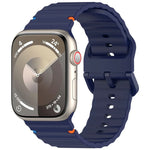 สายรัดนาฬิกาซิลิโคนลายเม็ดคลื่นเย็บ สำหรับ Apple Watch SE 2023 ขนาด 44 มม., สำหรับ Apple Watch SE 2023 ขนาด 40 มม., สำหรับ Apple Watch Ultra 2 ขนาด 49 มม., สำหรับ Apple Watch Series 9 ขนาด 45 มม.