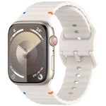 สายรัดนาฬิกาซิลิโคนลายเม็ดคลื่นเย็บ สำหรับ Apple Watch SE 2023 ขนาด 44 มม., สำหรับ Apple Watch SE 2023 ขนาด 40 มม., สำหรับ Apple Watch Ultra 2 ขนาด 49 มม., สำหรับ Apple Watch Series 9 ขนาด 45 มม.