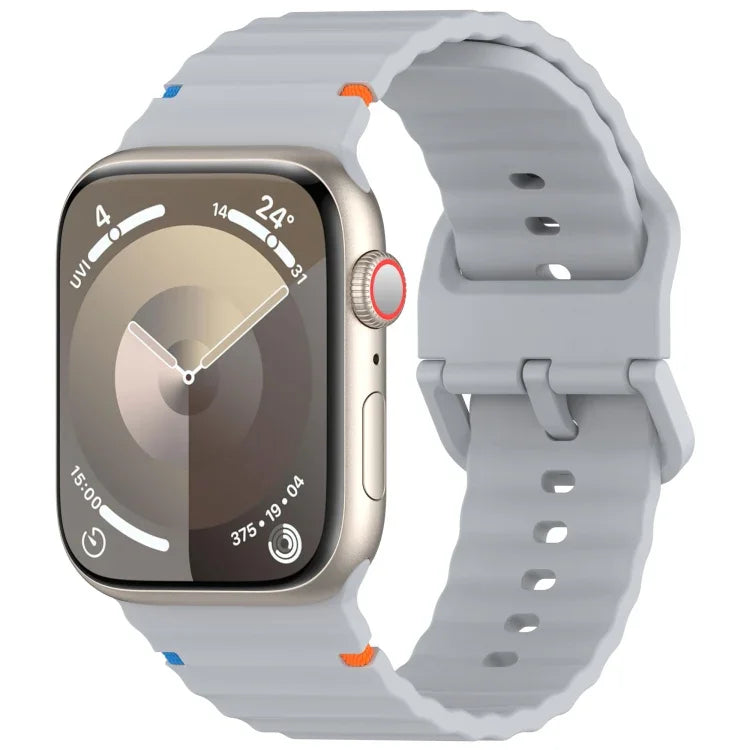Wavy Grain Stitched Silicone Watch Band, For Apple Watch SE 2022 40mm, For Apple Watch SE 2022 44mm, For Apple Watch Series 7 41mm, For Apple Watch Series 7 45mm