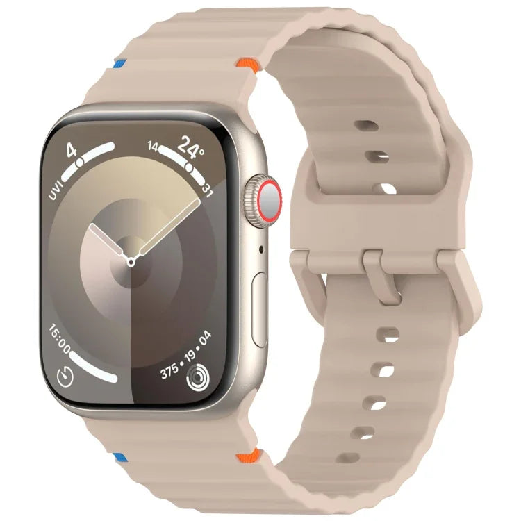 Wavy Grain Stitched Silicone Watch Band, For Apple Watch Series 6 40mm, For Apple Watch Series 6 44mm, For Apple Watch Series 5 44mm, For Apple Watch Series 5 40mm