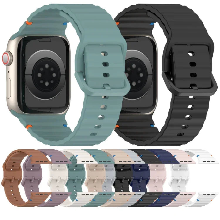 Wavy Grain Stitched Silicone Watch Band, For Apple Watch Series 6 40mm, For Apple Watch Series 6 44mm, For Apple Watch Series 5 44mm, For Apple Watch Series 5 40mm