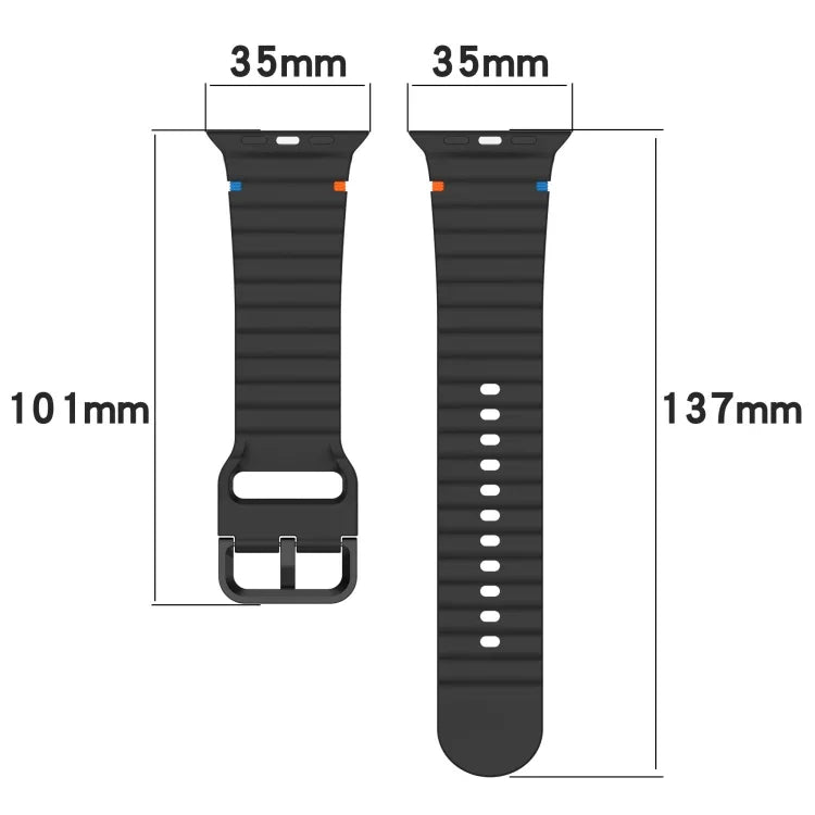 Wavy Grain Stitched Silicone Watch Band, For Apple Watch SE 2022 40mm, For Apple Watch SE 2022 44mm, For Apple Watch Series 7 41mm, For Apple Watch Series 7 45mm