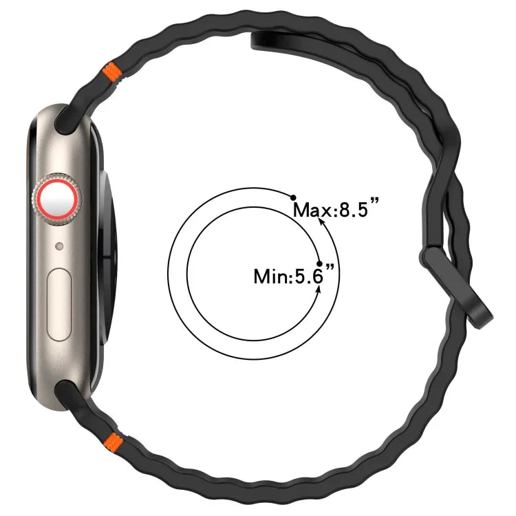 Wavy Grain Stitched Silicone Watch Band, For Apple Watch SE 2022 40mm, For Apple Watch SE 2022 44mm, For Apple Watch Series 7 41mm, For Apple Watch Series 7 45mm