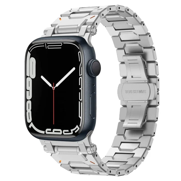 Pathfinder Stainless Steel Metal Watch Band, For Apple Watch Series 10 46mm, For Apple Watch SE 2023 44mm, For Apple Watch Ultra 2 49mm, For Apple Watch Series 9 45mm, For Apple Watch Ultra 49mm, For Apple Watch Series 8 45mm, For Apple Watch SE 2022 4...