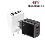 ที่ชาร์จ 45W PD3.0 / PPS Type-C + QC3.0 USB รองรับโปรโตคอลเต็มรูปแบบ, ปลั๊ก EU, PD3.0 / PPS Type-C + QC3.0 USB(ปลั๊ก EU)