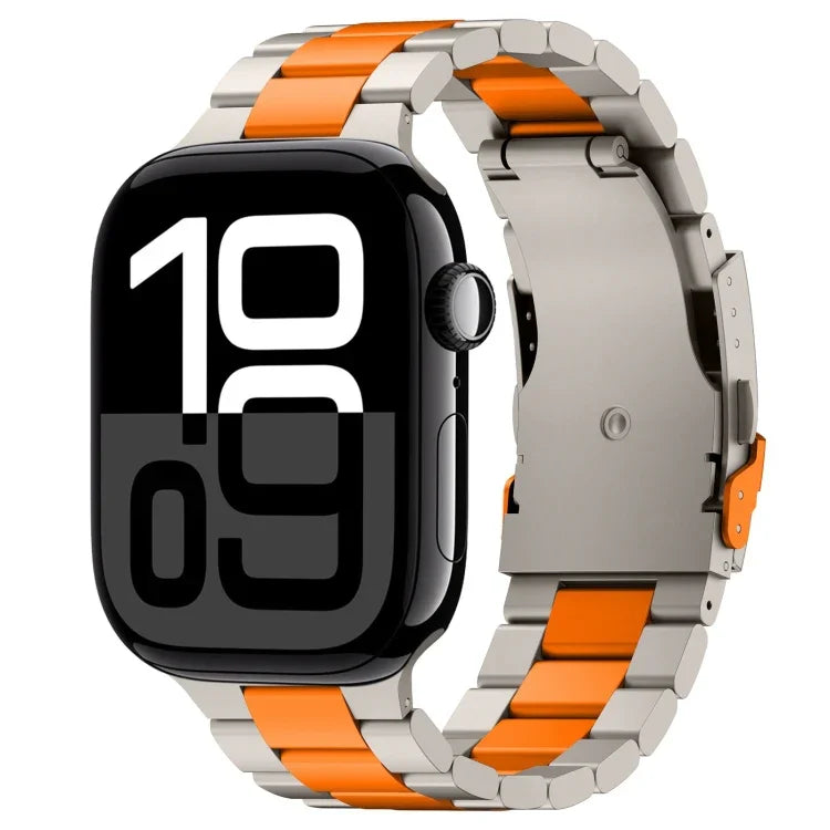 Three Beads Titanium Alloy Metal Watch Band, For Apple Watch Series 10 46mm, For Apple Watch Series 10 42mm, For Apple Watch SE 2023 44mm, For Apple Watch SE 2023 40mm, For Apple Watch Ultra 2 49mm, For Apple Watch Series 9 45mm                        ...