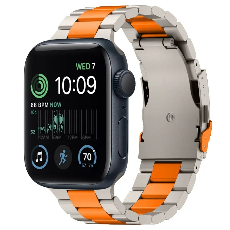 Three Beads Titanium Alloy Metal Watch Band, For Apple Watch Series 10 46mm, For Apple Watch Series 10 42mm, For Apple Watch SE 2023 44mm, For Apple Watch SE 2023 40mm, For Apple Watch Ultra 2 49mm, For Apple Watch Series 9 45mm                        ...